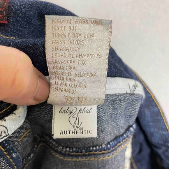 SALE! BABY PHAT Y2K Dark Denim Cuffed Shorts Size 13 Juniors - Picture 5 of 10